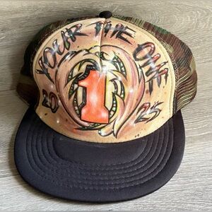 ‘Your The One’ 2025 Custom Airbrushed Camo Trucker Hat Cap Brand New